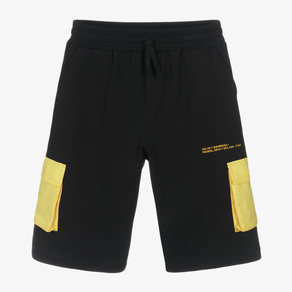 Dolce & Gabbana - Teen Boys Black & Yellow Logo Shorts | Childrensalon