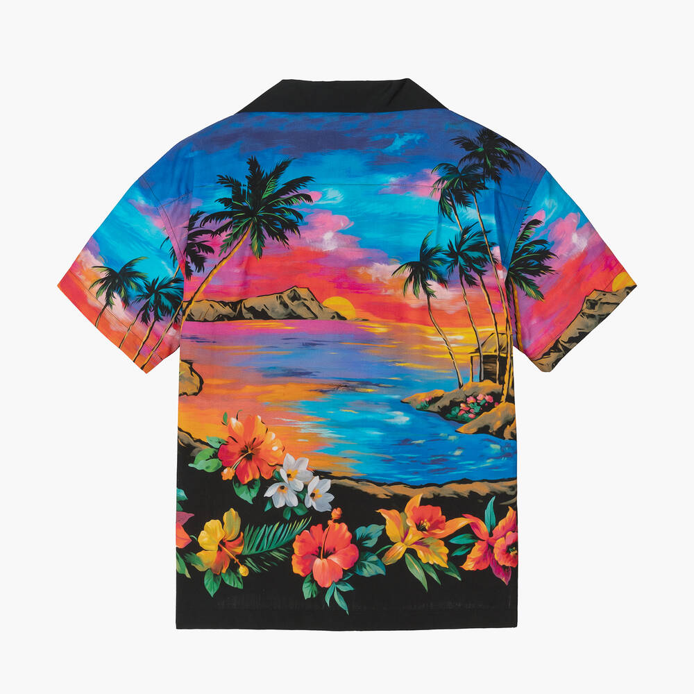 Dolce & Gabbana-Teen Boys Blue & Black Hawaii Shirt | Childrensalon Outlet