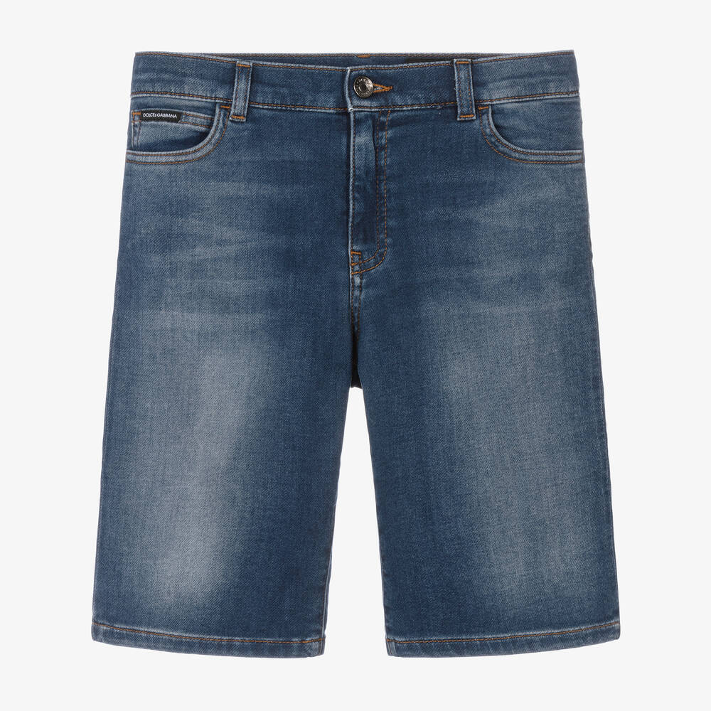 Dolce & Gabbana - Teen Boys Blue Cotton Denim Shorts | Childrensalon