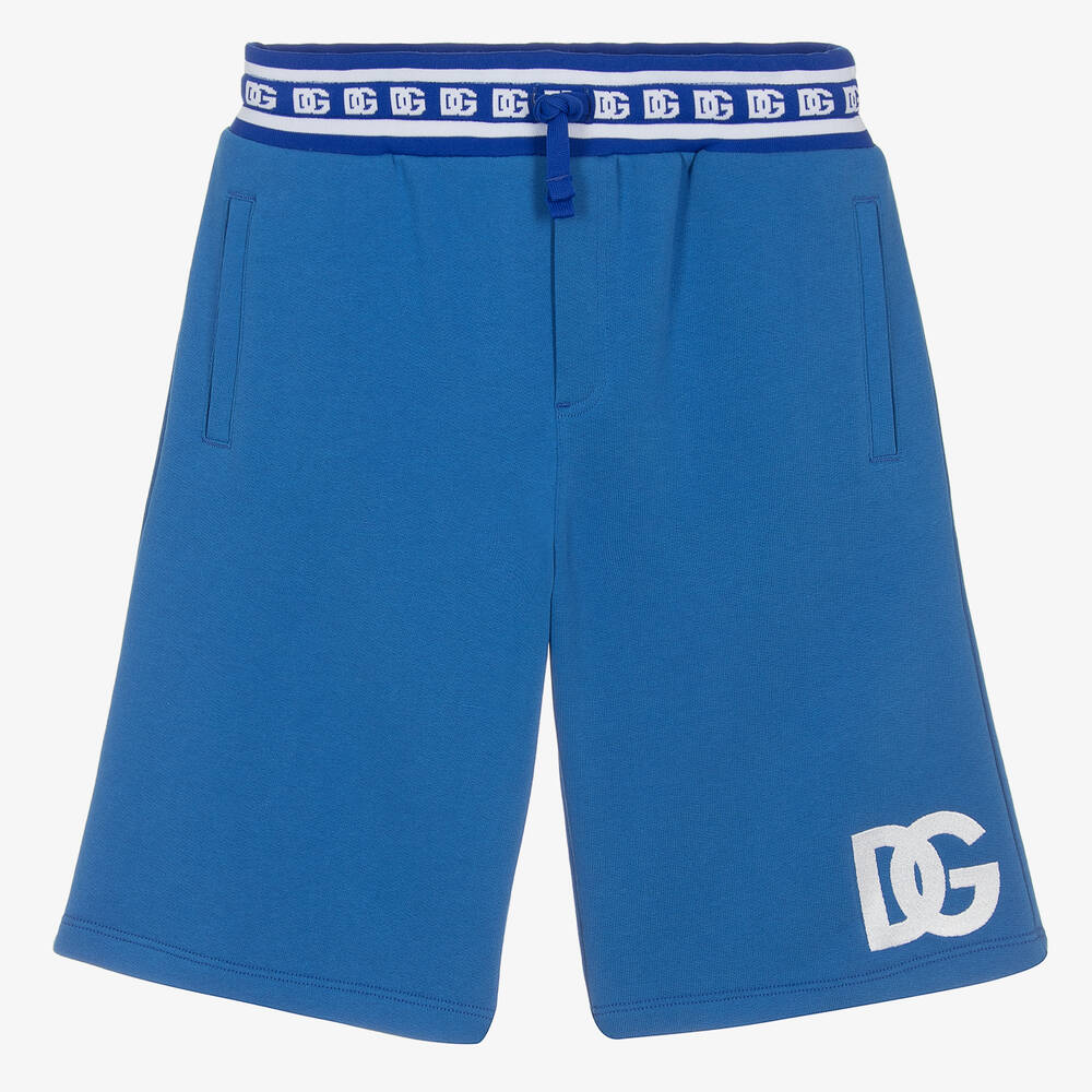 Dolce & Gabbana-Teen Boys Blue Cotton DG Shorts | Childrensalon Outlet