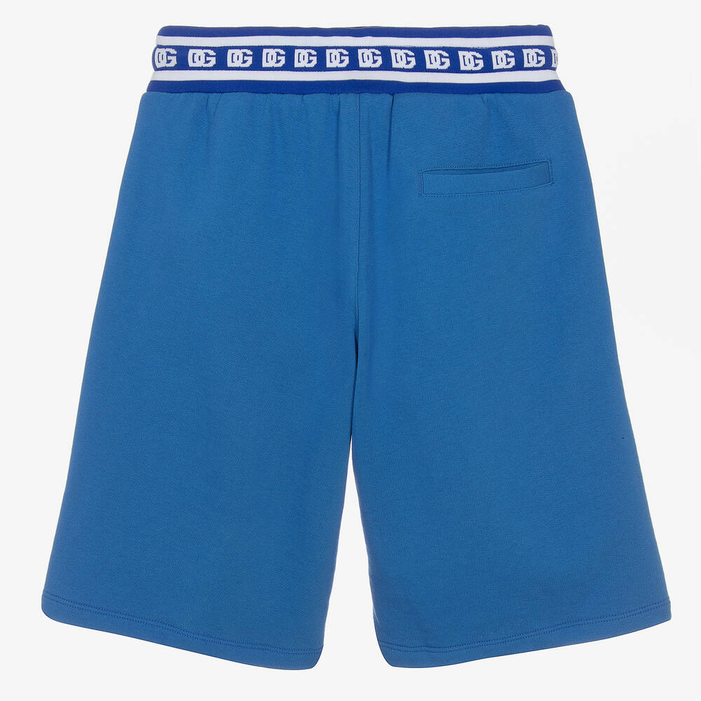  دولتشي آند غابانا-شورت قطن جيرسي لون أزرق فاقع للمراهقين | Childrensalon Outlet