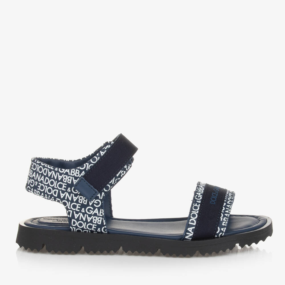 Dolce & Gabbana-Teen Boys Blue Cotton & Leather Sandals | Childrensalon Outlet