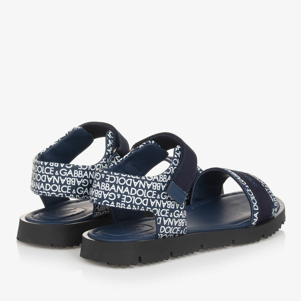 Dolce & Gabbana-Teen Boys Blue Cotton & Leather Sandals | Childrensalon Outlet