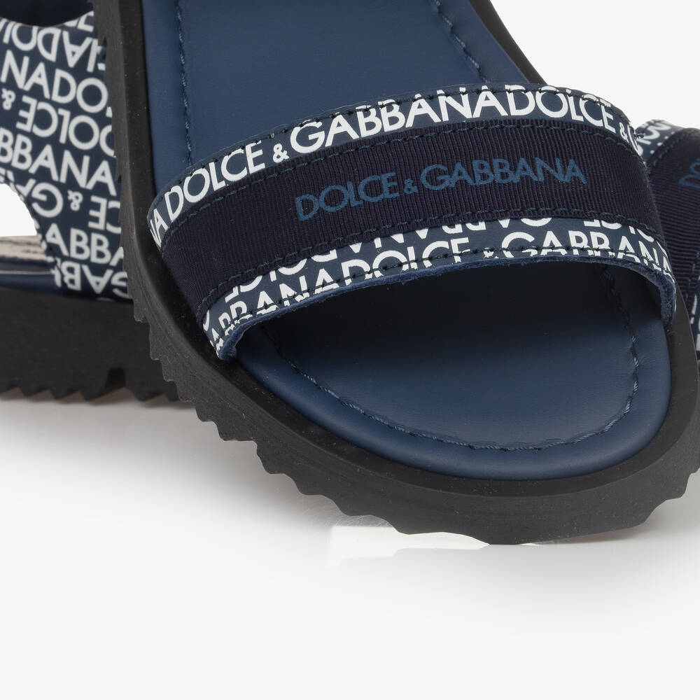 Dolce & Gabbana-Teen Boys Blue Cotton & Leather Sandals | Childrensalon Outlet