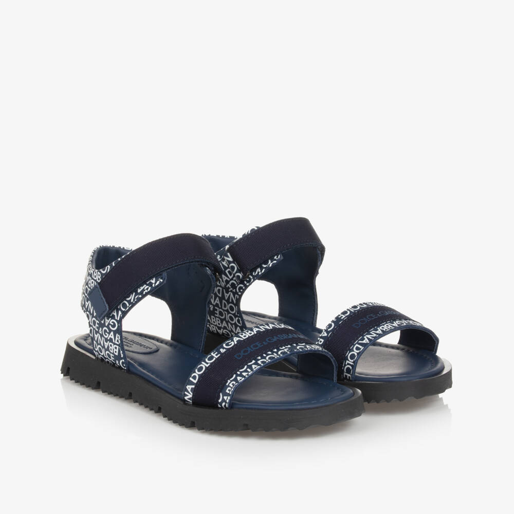 Dolce & Gabbana-Teen Boys Blue Cotton & Leather Sandals | Childrensalon Outlet