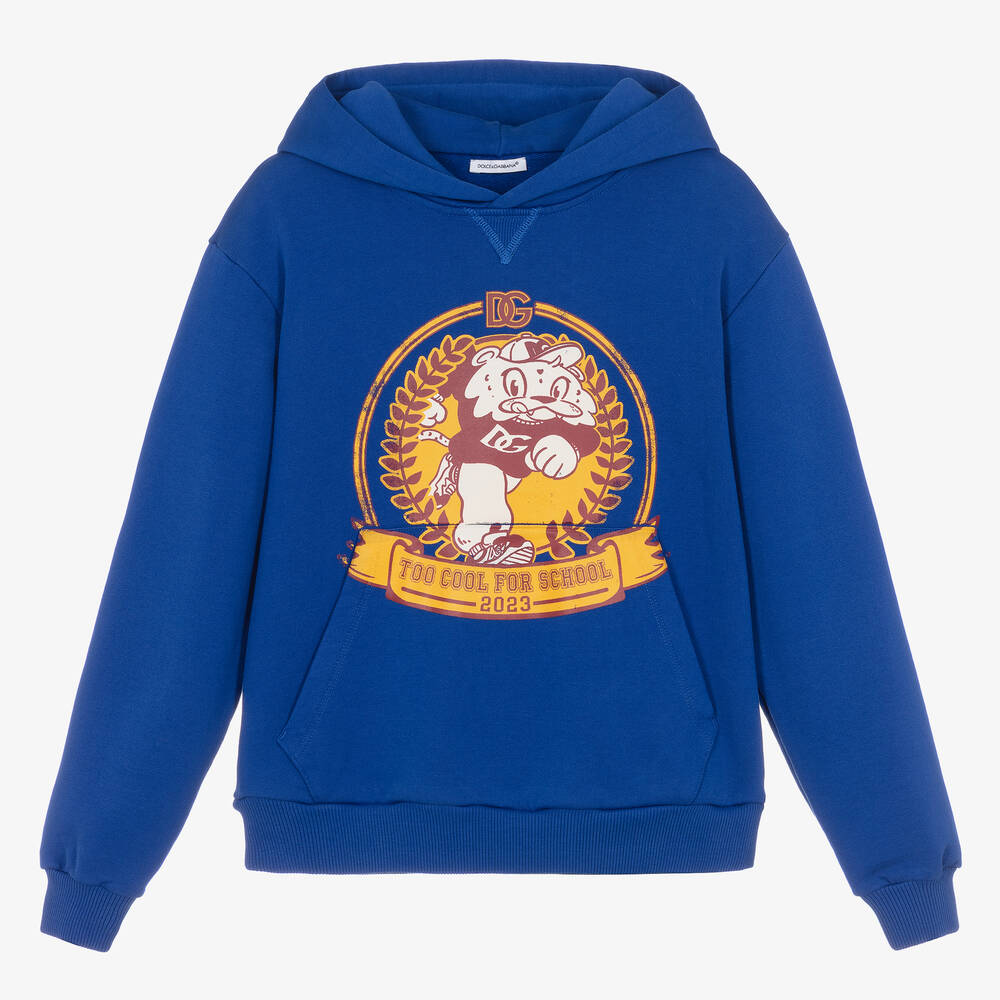Dolce & Gabbana - Teen Boys Blue Cotton Mascot Hoodie | Childrensalon