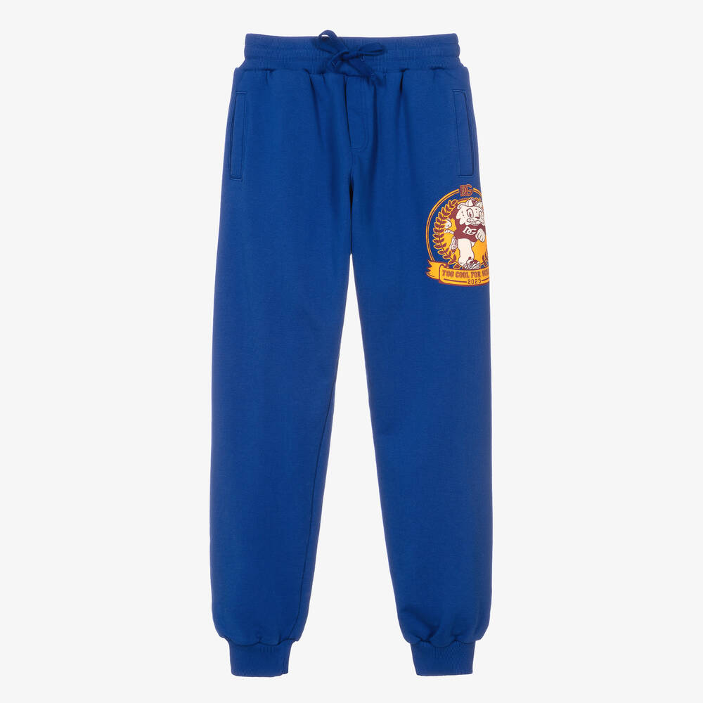 Dolce & Gabbana - Teen Boys Blue Cotton Mascot Joggers | Childrensalon