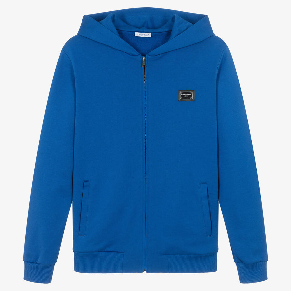 Dolce & Gabbana - Teen Boys Blue Cotton Zip-Up Top | Childrensalon