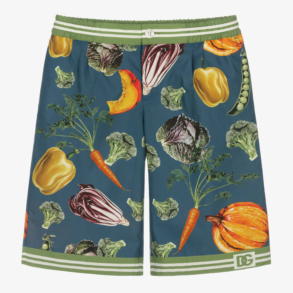 Dolce & Gabbana - Blaue DG Shorts mit Garten-Print | Childrensalon