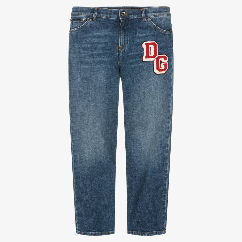 Dolce & Gabbana - Teen Boys Blue Denim DG Jeans | Childrensalon
