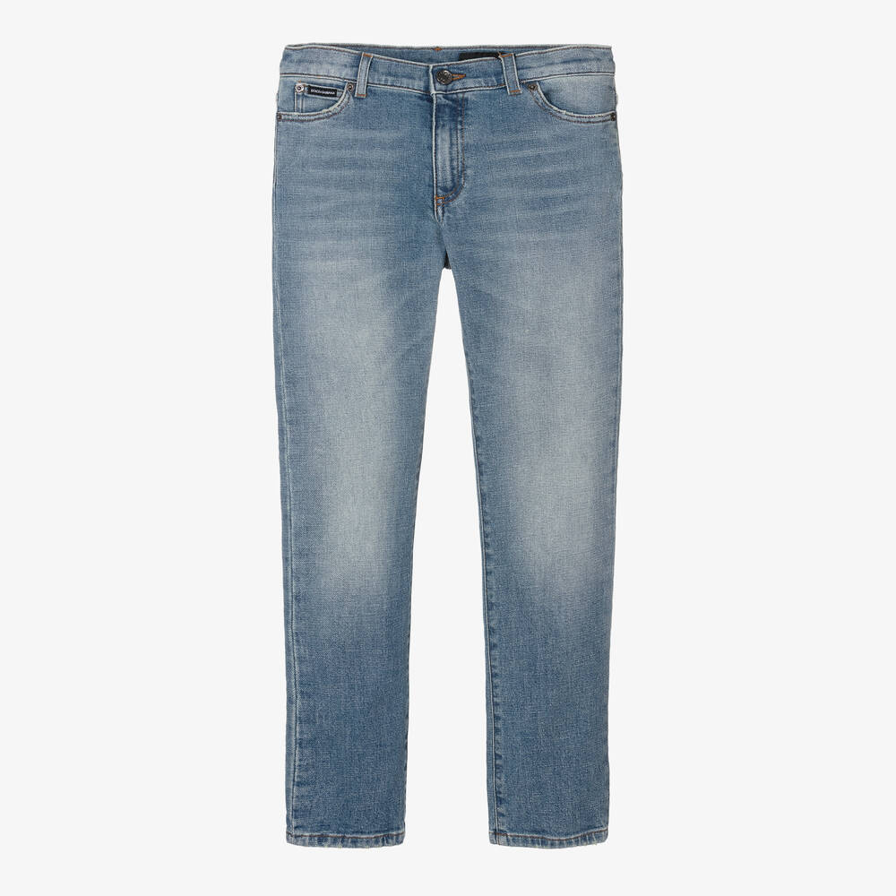 Dolce & Gabbana - Teen Boys Blue Denim Graphic Jeans | Childrensalon