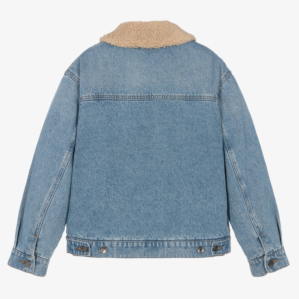 Dolce & Gabbana-Teen Boys Blue Denim & Sherpa Jacket | Childrensalon Outlet