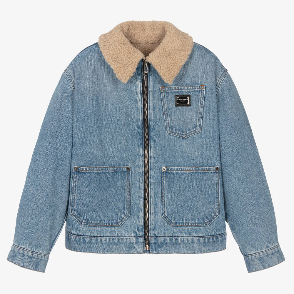 Dolce & Gabbana - Blaue Teen Jeans- & Sherpa-Jacke | Childrensalon