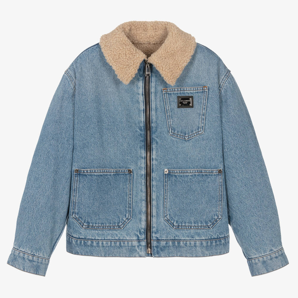 Dolce Gabbana Veste en jean et sherpa ado gar on