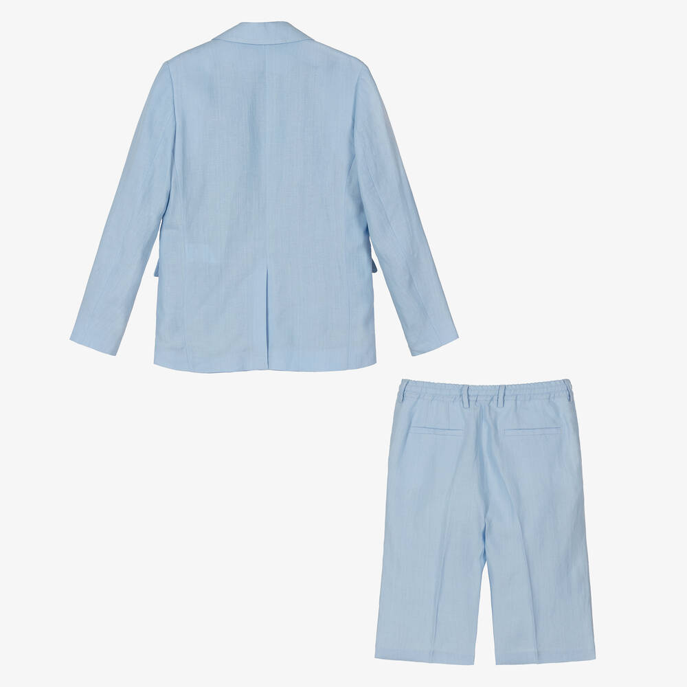 Dolce & Gabbana-Teen Boys Blue Linen 2 Piece Suit | Childrensalon Outlet
