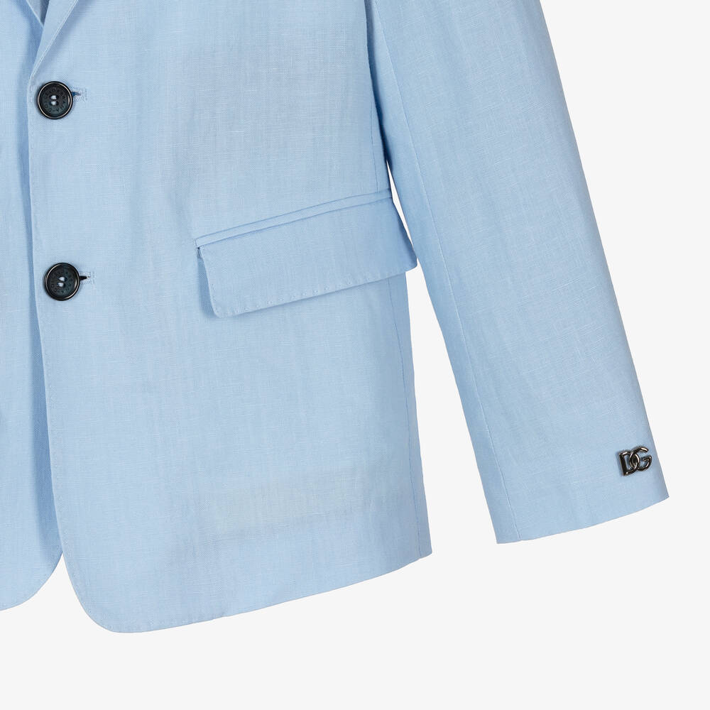 Dolce & Gabbana-Teen Boys Blue Linen 2 Piece Suit | Childrensalon Outlet