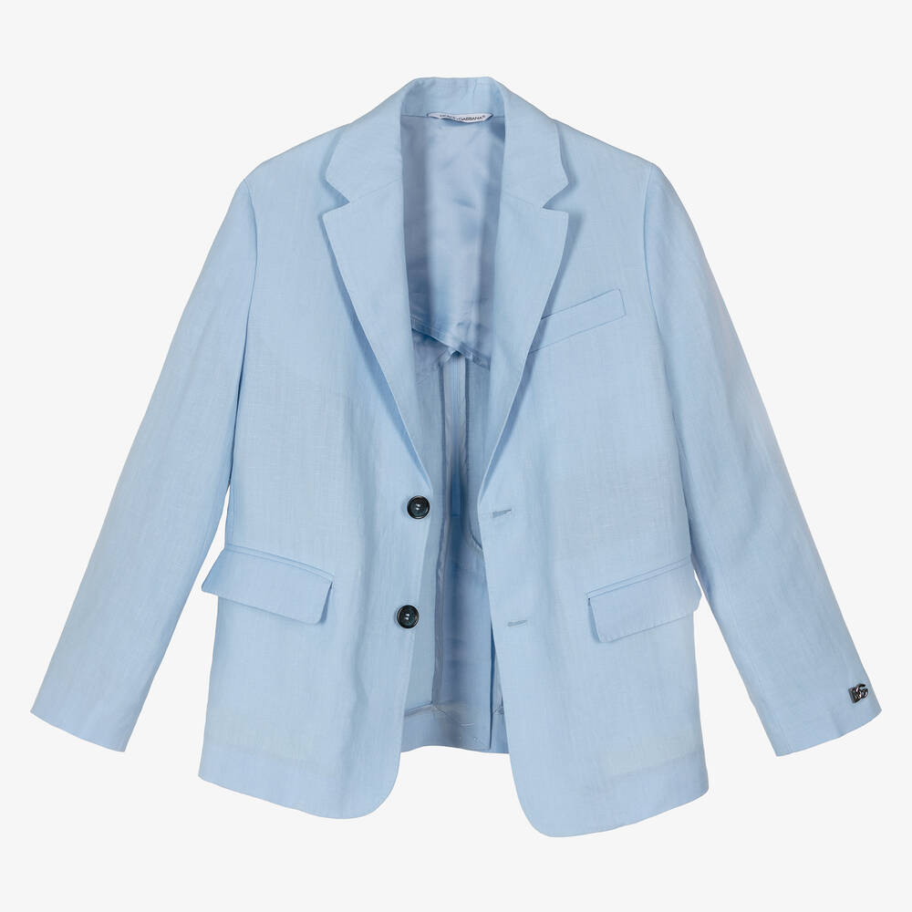 Dolce & Gabbana-Teen Boys Blue Linen 2 Piece Suit | Childrensalon Outlet