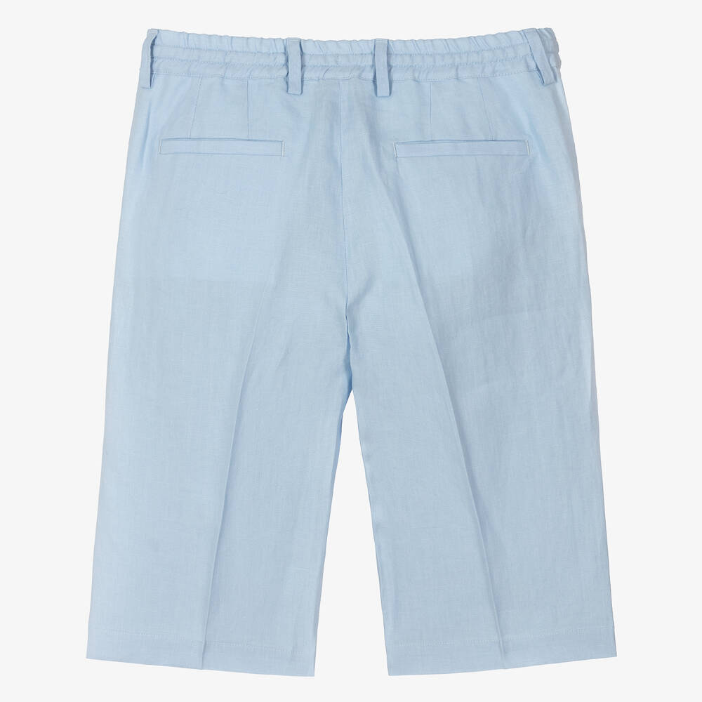 Dolce & Gabbana-Teen Boys Blue Linen Bermuda Shorts | Childrensalon Outlet