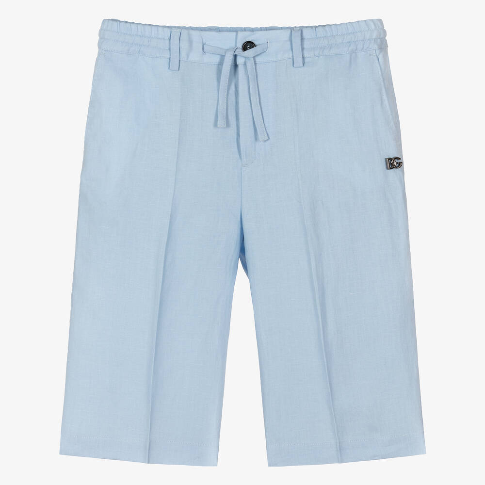 Dolce & Gabbana - Teen Boys Blue Linen Bermuda Shorts | Childrensalon