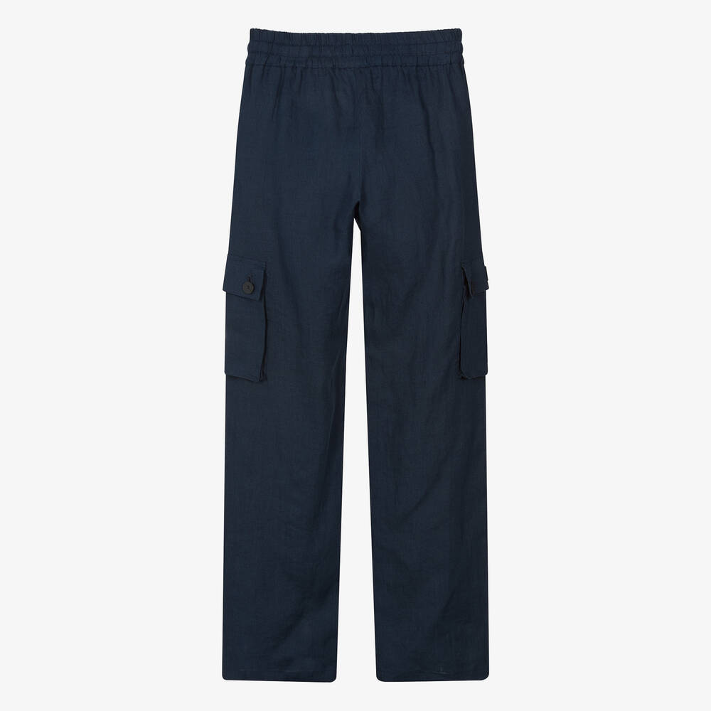 Dolce & Gabbana-Teen Boys Blue Linen Cargo Trousers | Childrensalon Outlet