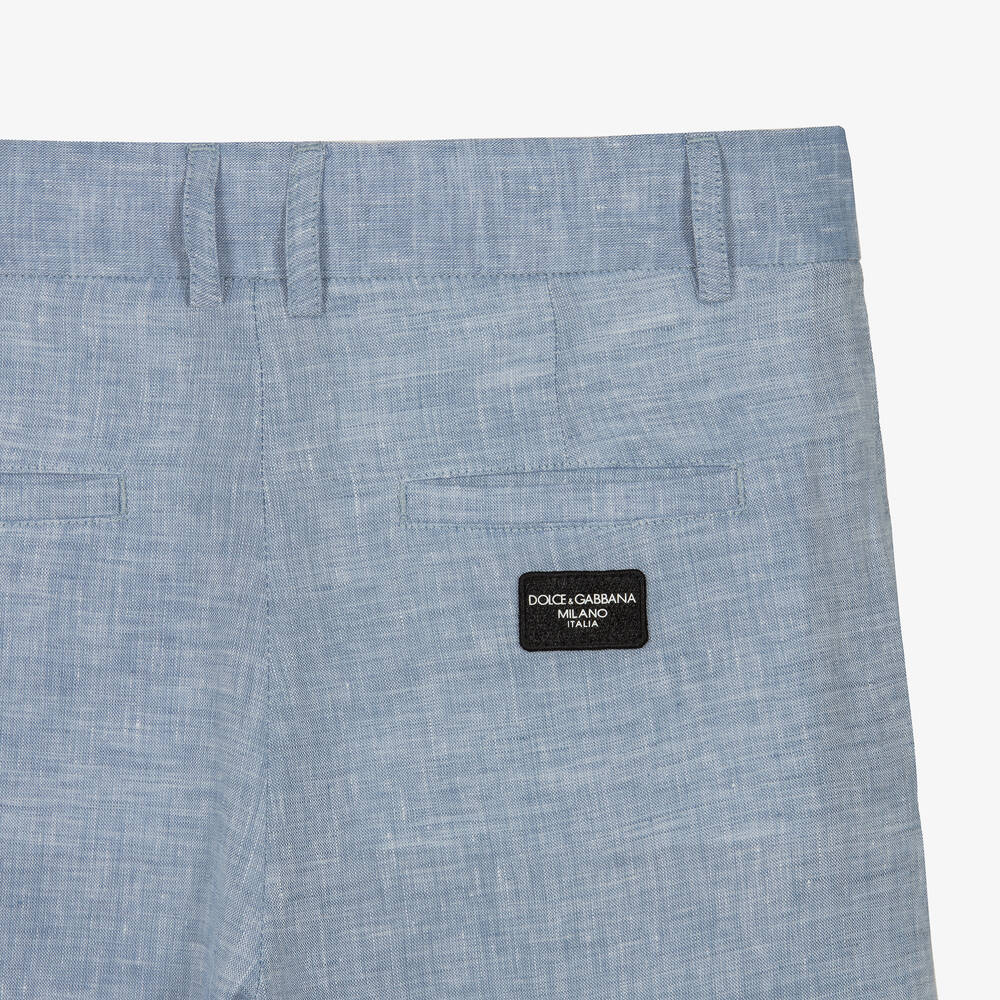 Dolce & Gabbana-شورت كتان لون أزرق للمراهقين | Childrensalon Outlet