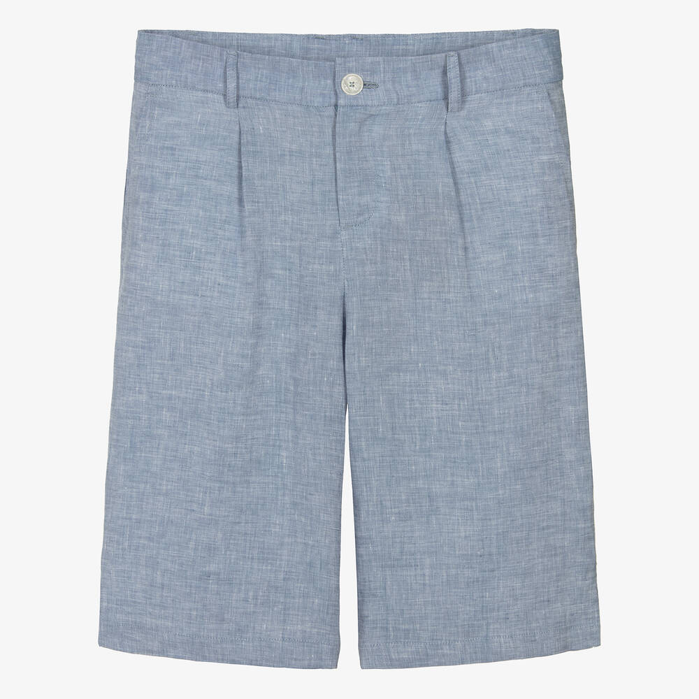Dolce & Gabbana-Teen Boys Blue Linen Shorts | Childrensalon Outlet