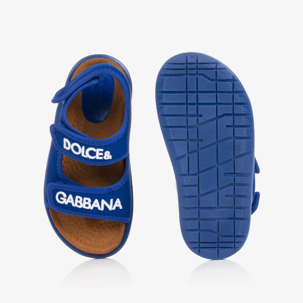 Dolce & Gabbana-Teen Boys Blue Logo Sandals | Childrensalon Outlet