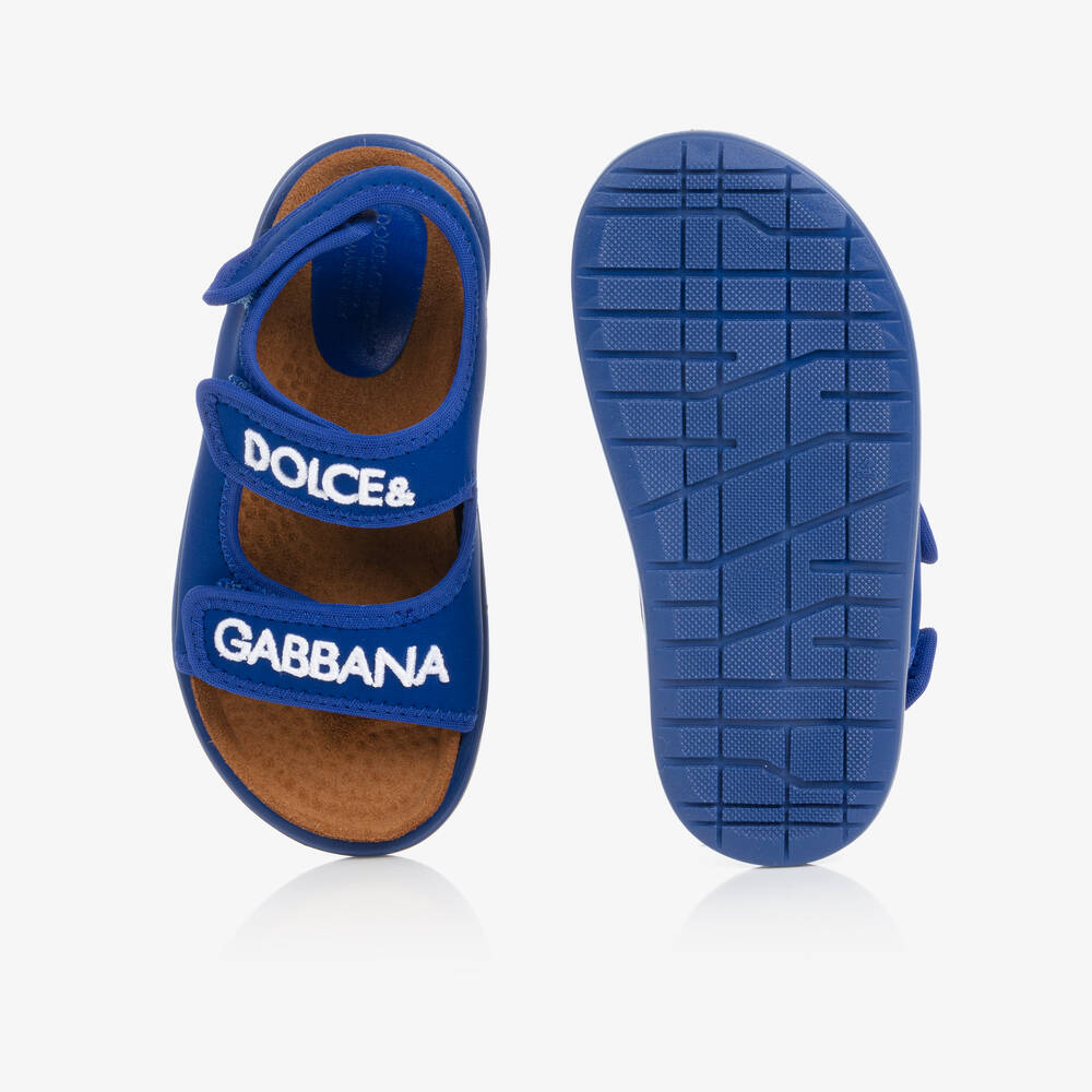 Dolce & Gabbana-Teen Boys Blue Logo Sandals | Childrensalon Outlet