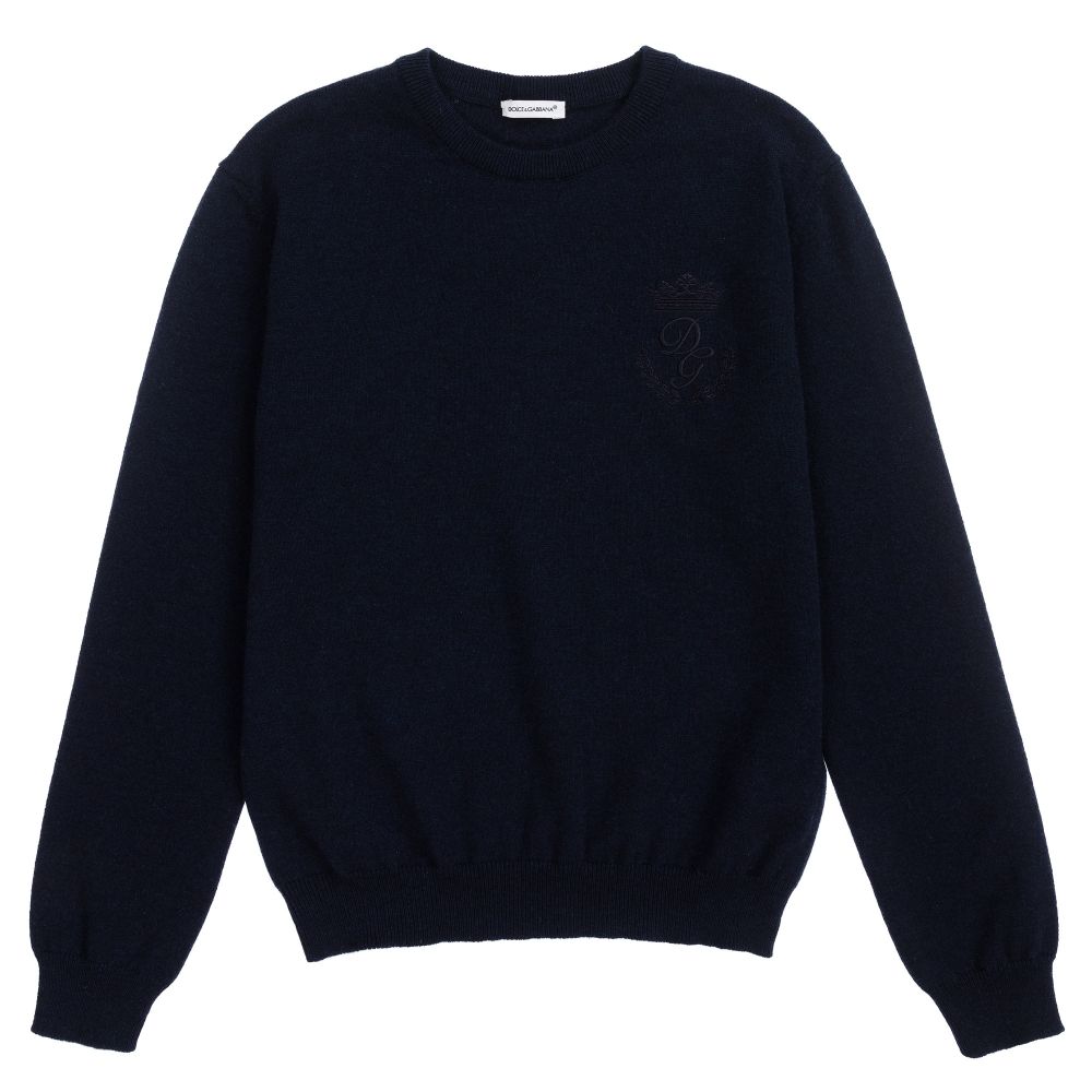 Dolce & Gabbana - Teen Boys Blue Logo Sweater | Childrensalon