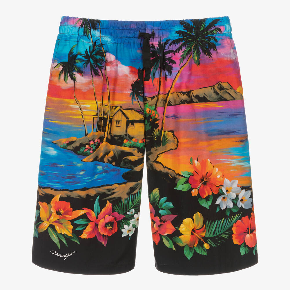 Dolce & Gabbana - Teen Boys Blue & Pink Cotton Hawaii Shorts ...