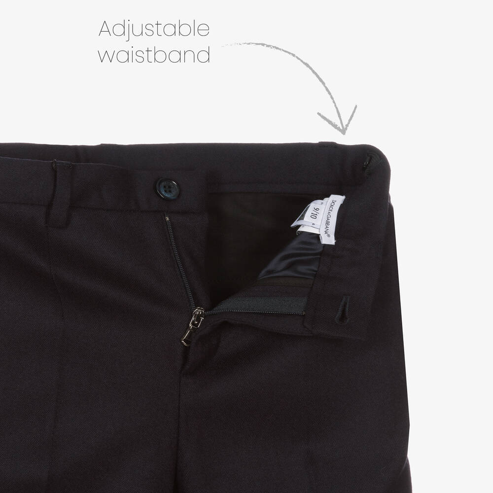Dolce & Gabbana-Teen Boys Blue Wool DG Crest Trousers | Childrensalon Outlet