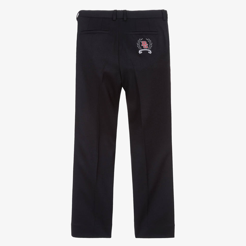Dolce & Gabbana-Teen Boys Blue Wool DG Crest Trousers | Childrensalon Outlet
