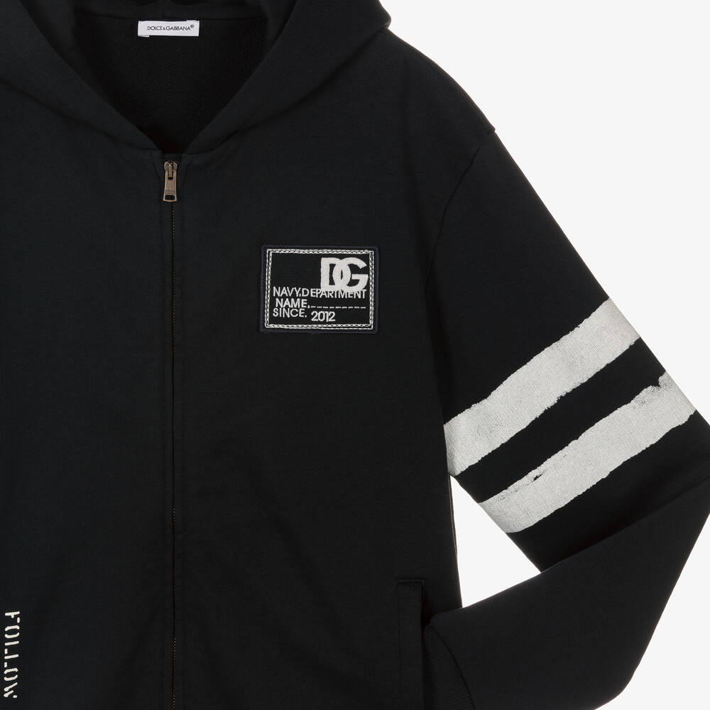 Dolce & Gabbana-Teen Boys Blue Zip-Up Top | Childrensalon Outlet