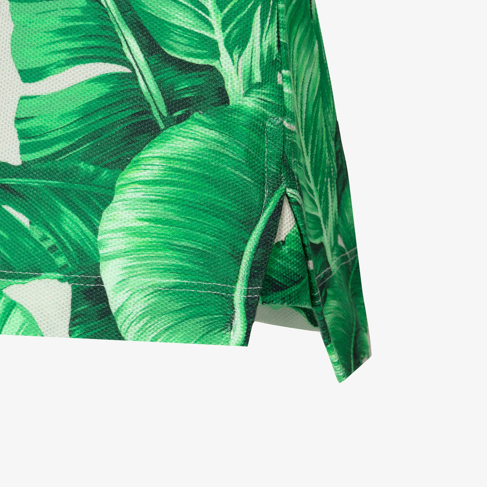 Dolce & Gabbana-Teen Boys Green Cotton Leaf Polo Shirt | Childrensalon Outlet