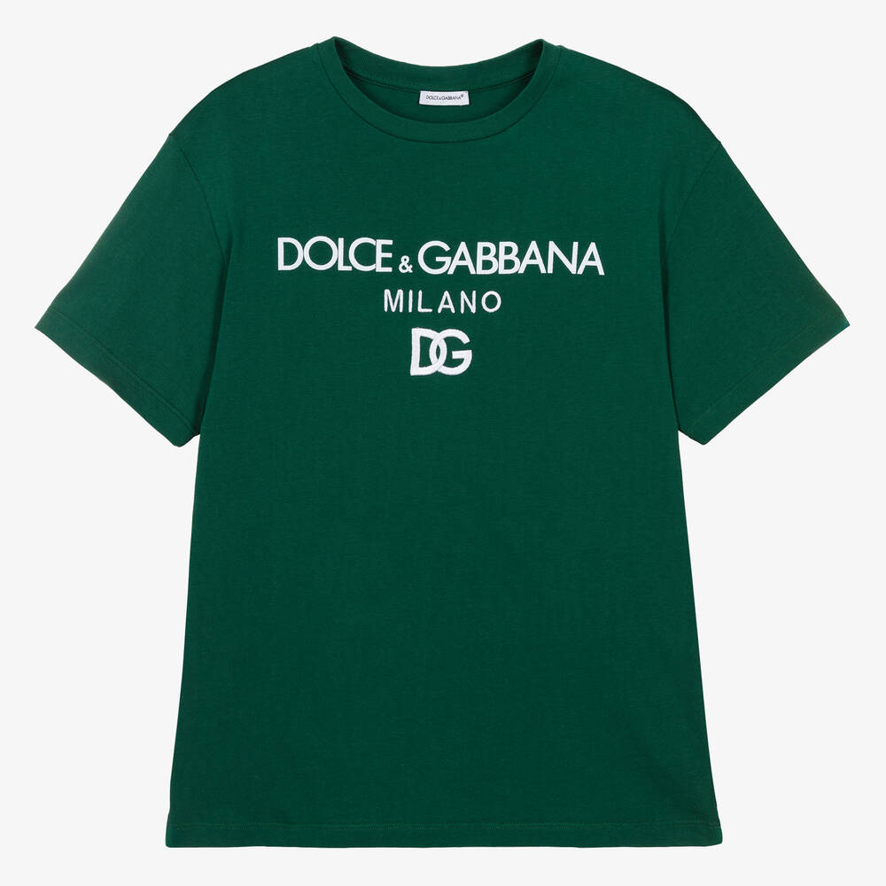 Dolce & Gabbana-Teen Boys Green Cotton T-Shirt | Childrensalon Outlet
