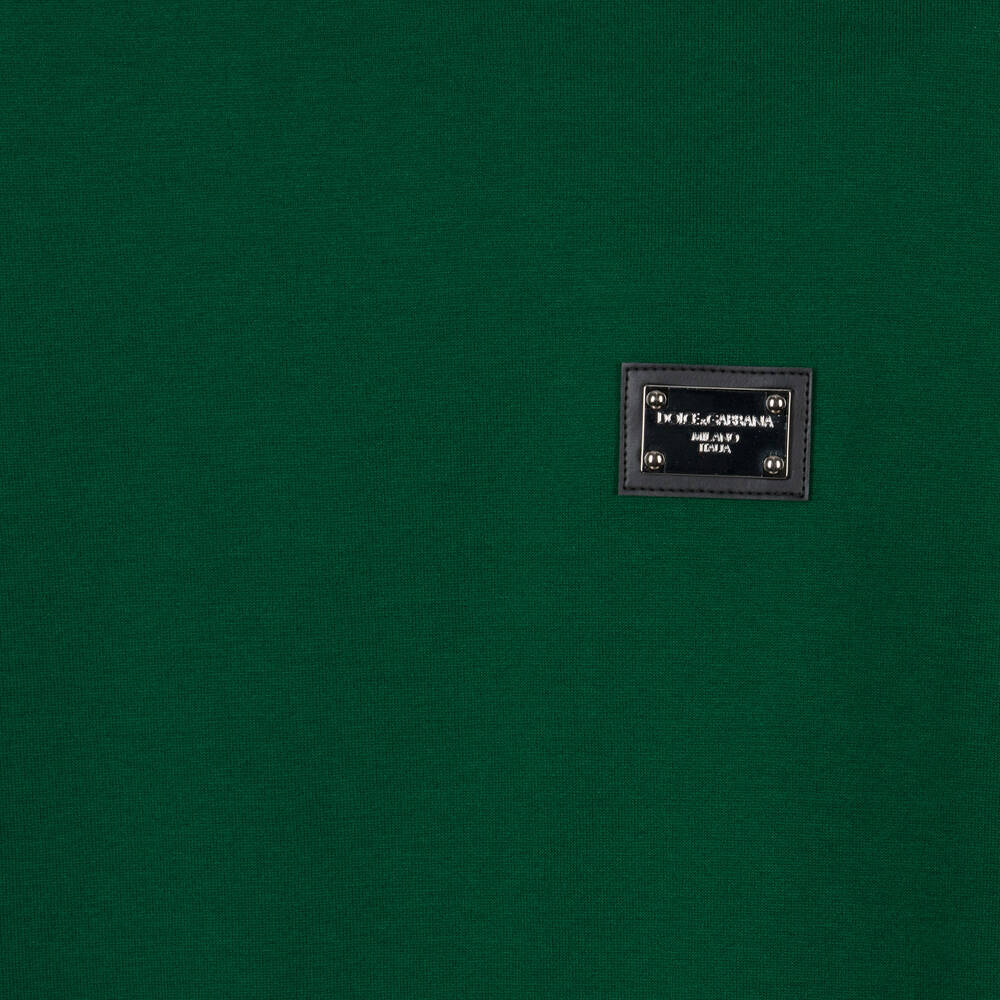 Dolce & Gabbana-Teen Boys Green Cotton Tag T-Shirt | Childrensalon Outlet