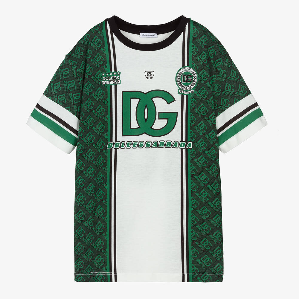 Dolce & Gabbana - T-shirt universitaire vert DG ado | Childrensalon