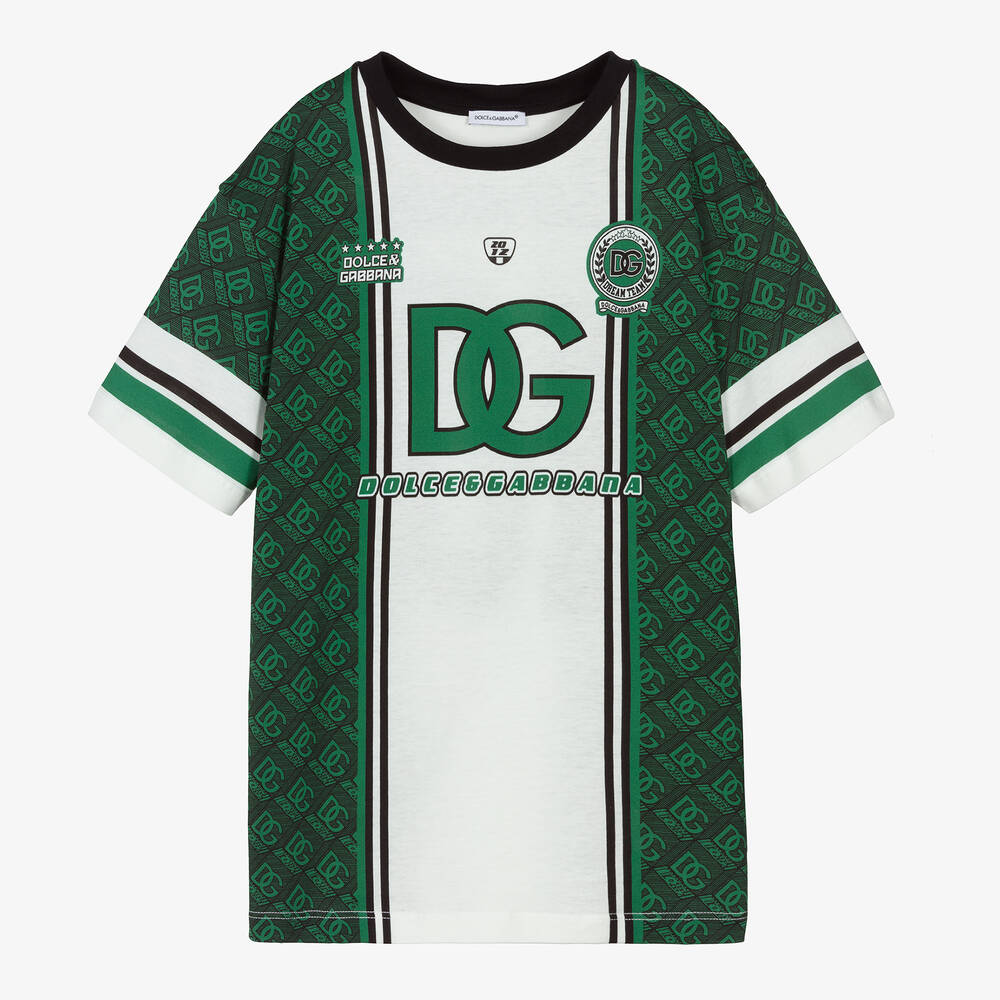Dolce Gabbana T shirt universitaire vert DG ado