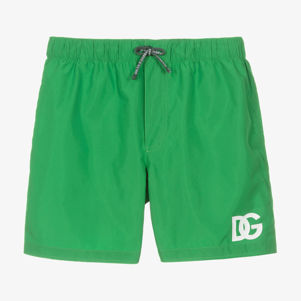 Dolce & Gabbana - Teen Boys Green DG Logo Swim Shorts | Childrensalon