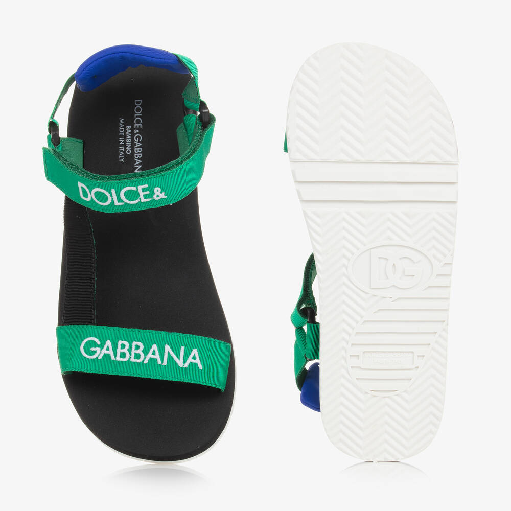 Dolce & Gabbana - Teen Boys Green Embroidered Sandals
