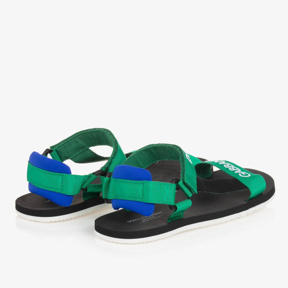 Dolce & Gabbana-صندل قطن وفيسكوز مطرز لون أخضر للمراهقين | Childrensalon Outlet