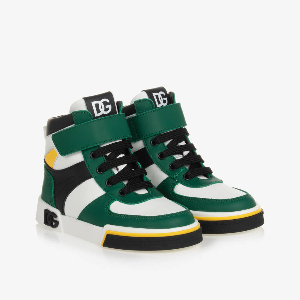 Dolce & Gabbana-Teen Boys Green High-Top Trainers | Childrensalon Outlet