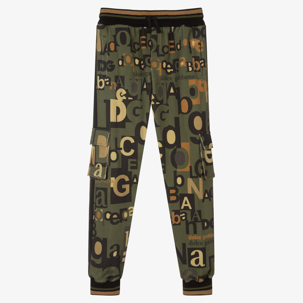 Dolce & Gabbana - Teen Boys Green Logo Joggers | Childrensalon