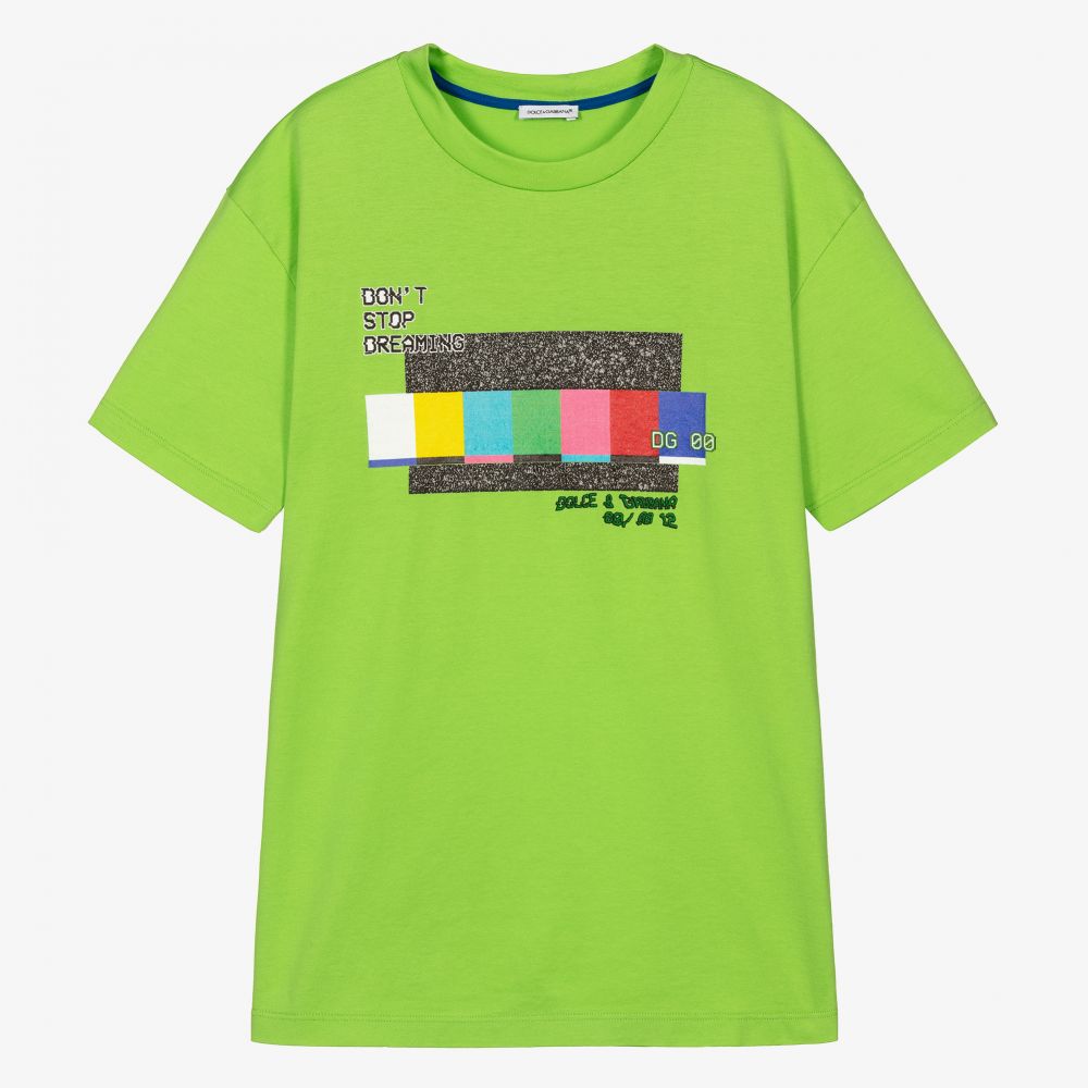 Dolce & Gabbana - Teen Boys Green Logo T-Shirt | Childrensalon