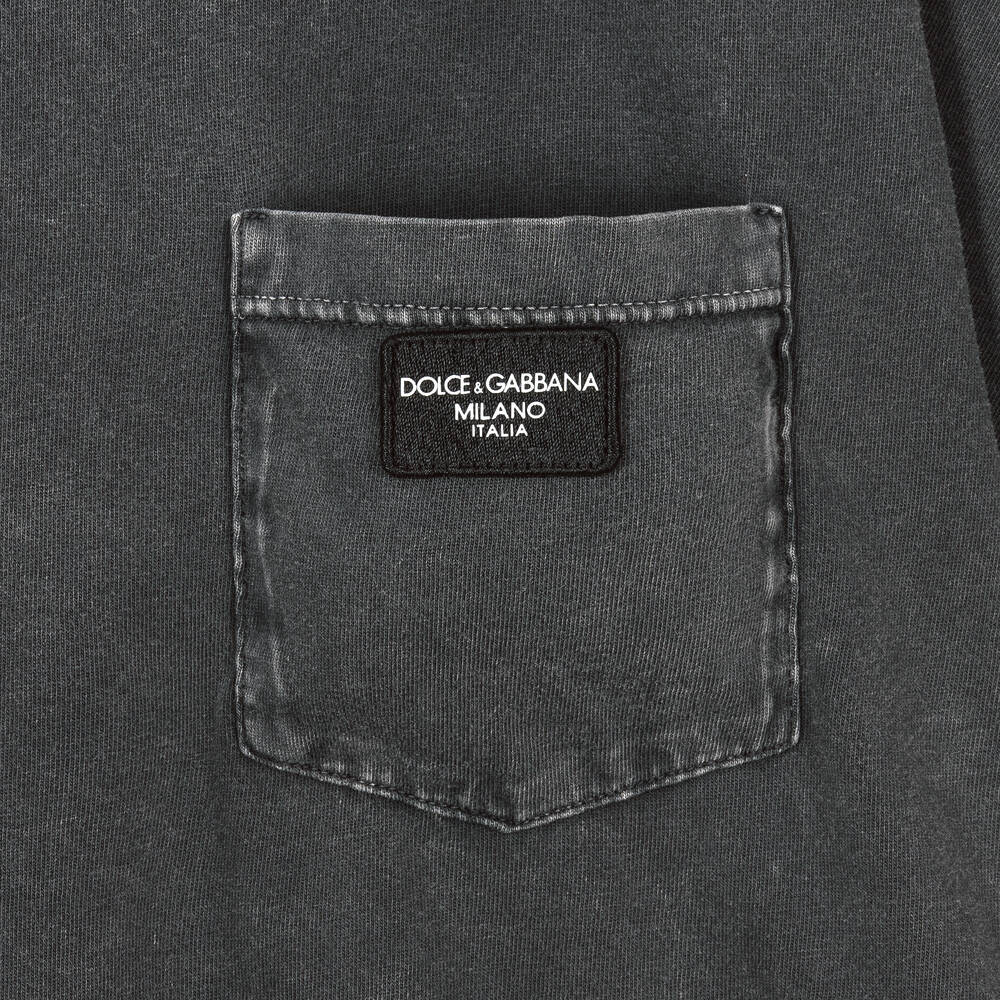 Dolce & Gabbana-Teen Boys Grey Cotton T-Shirt | Childrensalon Outlet