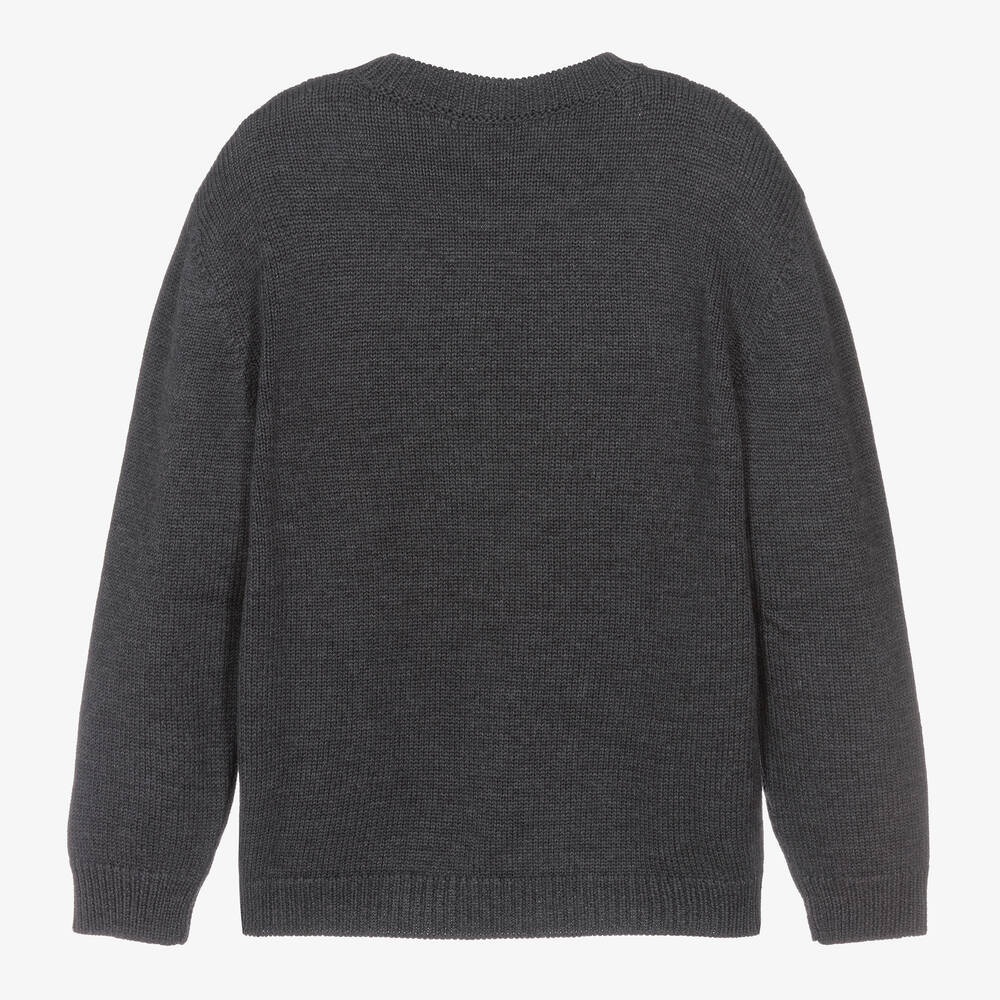 Dolce & Gabbana-Teen Boys Grey Knitted DG Milano Sweater | Childrensalon Outlet