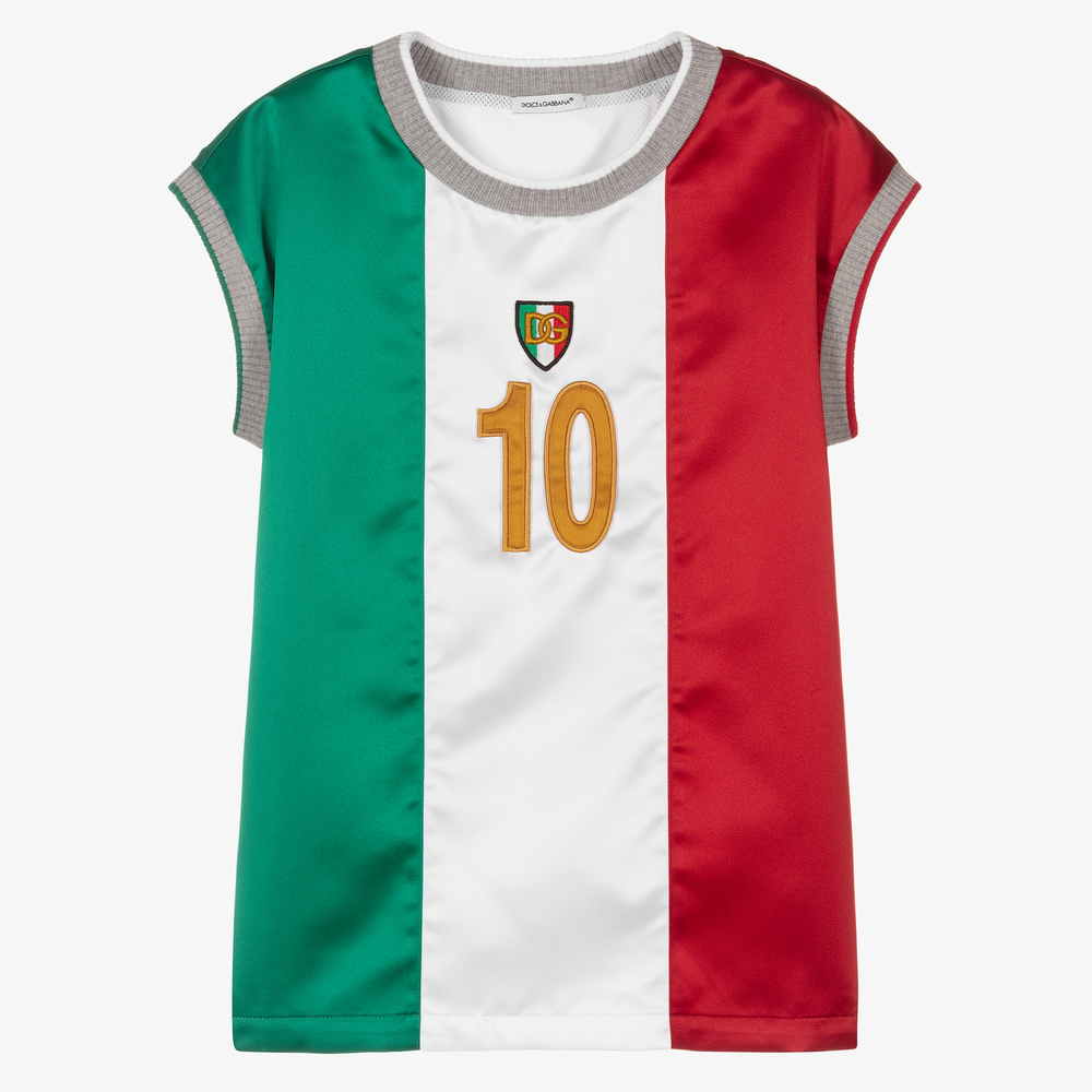 Dolce & Gabbana - Топ в цветах итальянского флага для мальчиков-подростков | Childrensalon