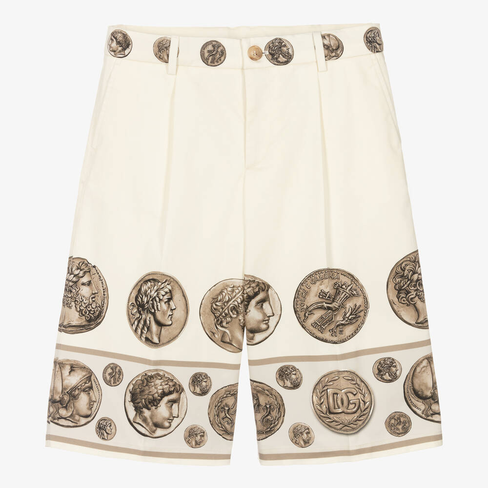 Dolce & Gabbana - Teen Münz-Baumwollshorts Elfenbein | Childrensalon