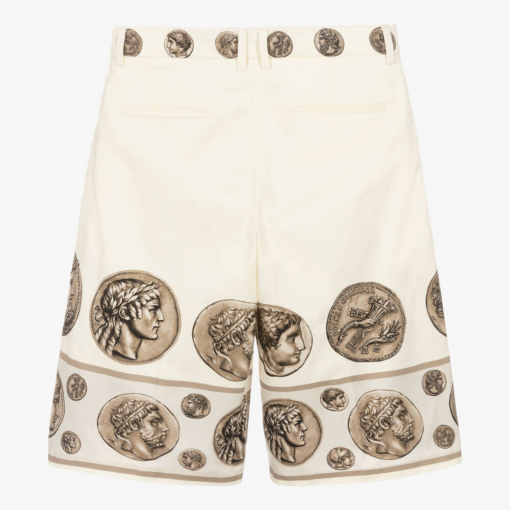 Dolce & Gabbana-شورت قطن تويل لون عاجي تينز ولادي | Childrensalon Outlet