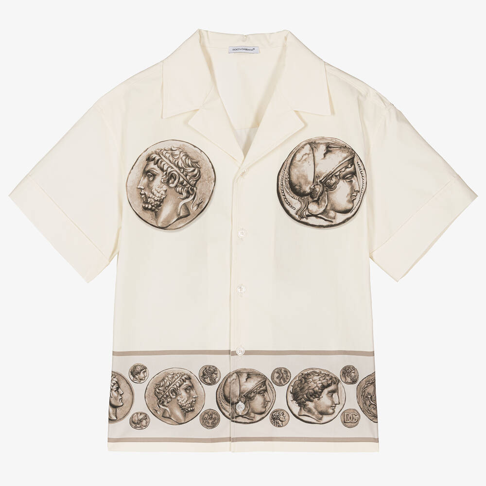 Dolce & Gabbana - Chemise ivoire Roma Coin Ado garçon | Childrensalon